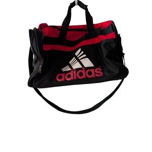 Adidas Duffel Bag Black Red Vintage Style Gym Travel Sport Weekender Logo Bag